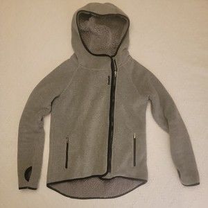 Reebok Fleece Zip Up Hoodie Gray Sherpa Lined Throughout Cozy EUC Women's S
